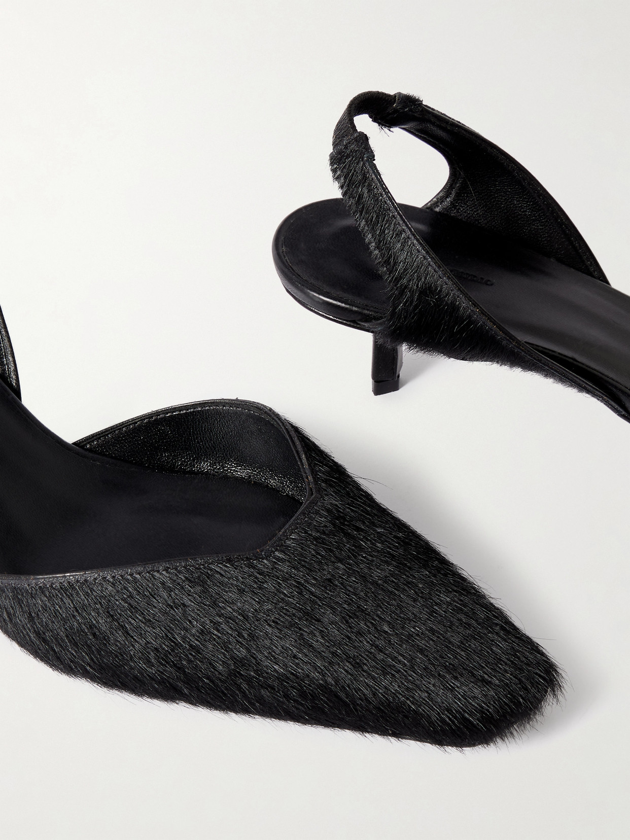 Loulou De Saison Akila Calf Hair Slingback Pumps In Black