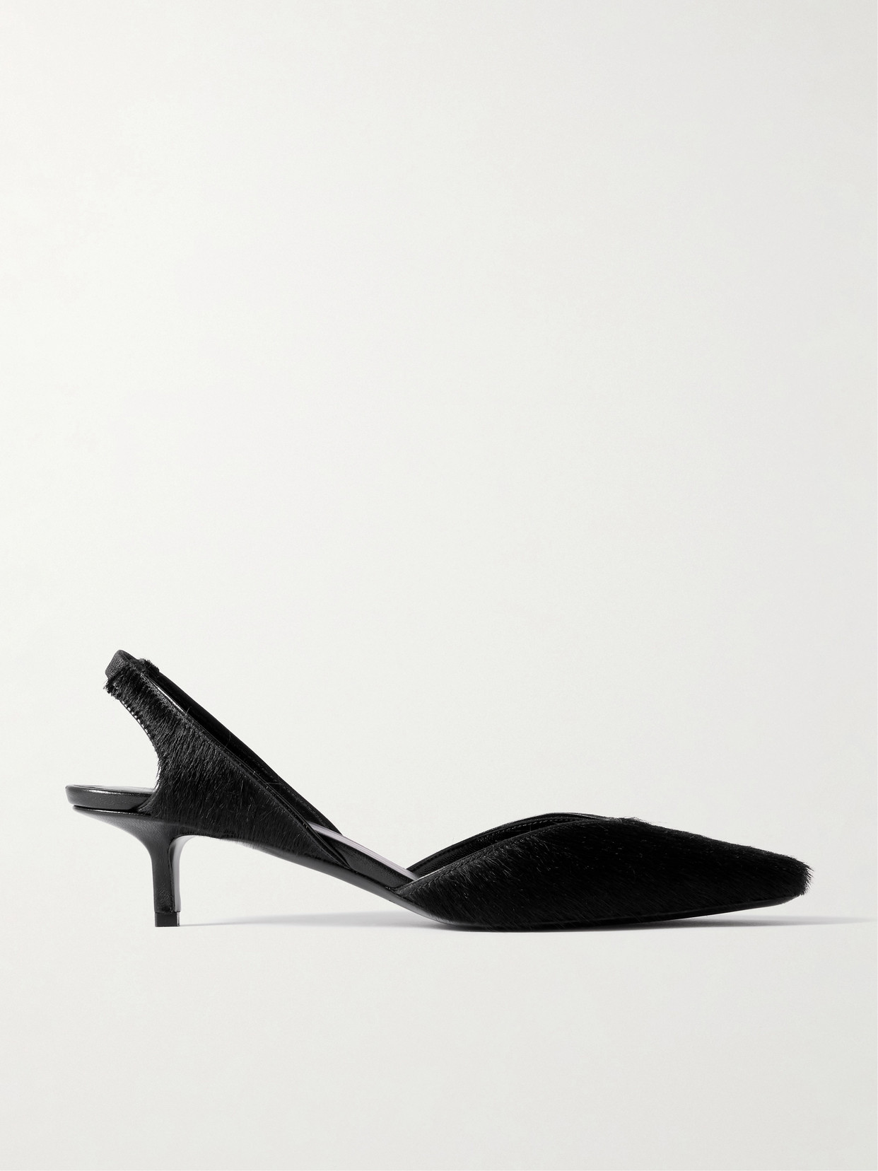 Loulou De Saison Akila Calf Hair Slingback Pumps In Black