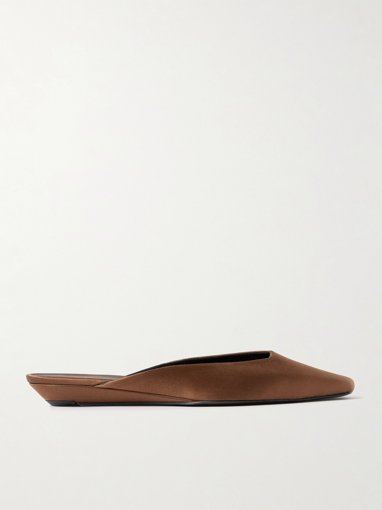 Loulou De Saison Petros Satin Slippers In Brown