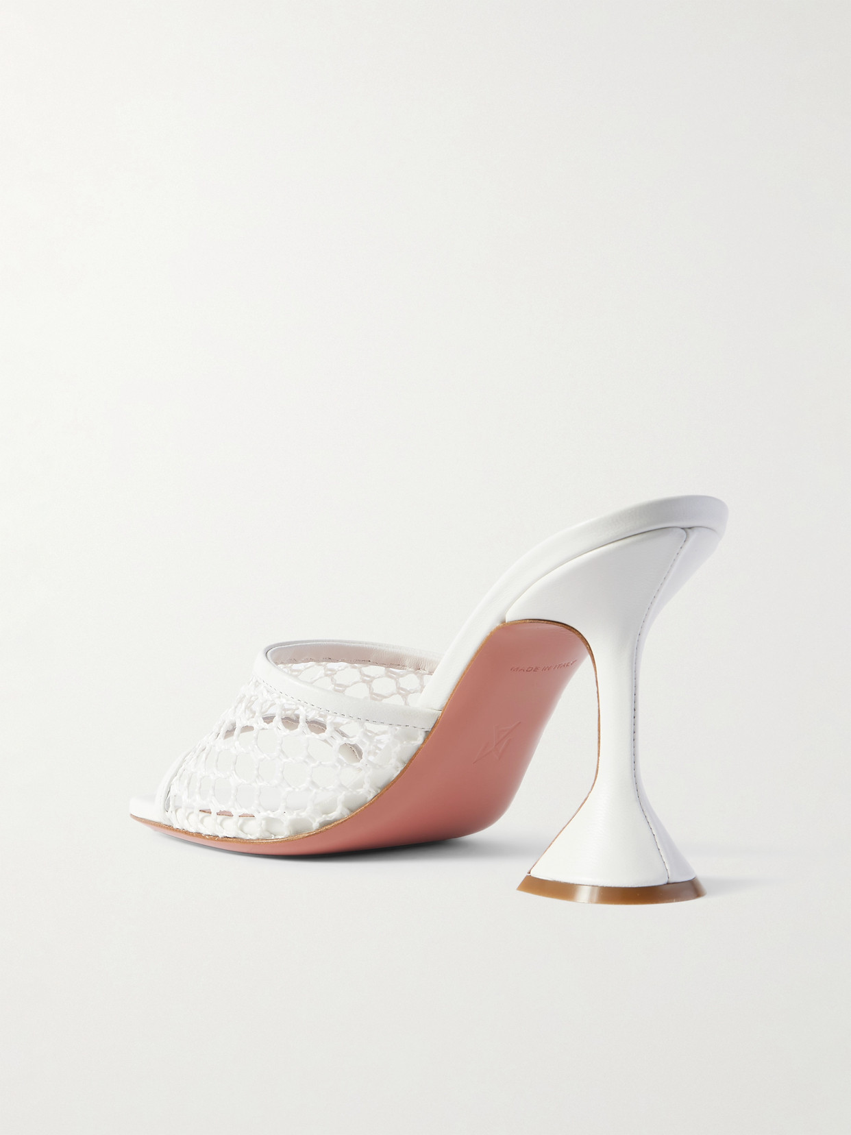 Amina Muaddi Bold Sculptural Heel Open Toe Sandals In White