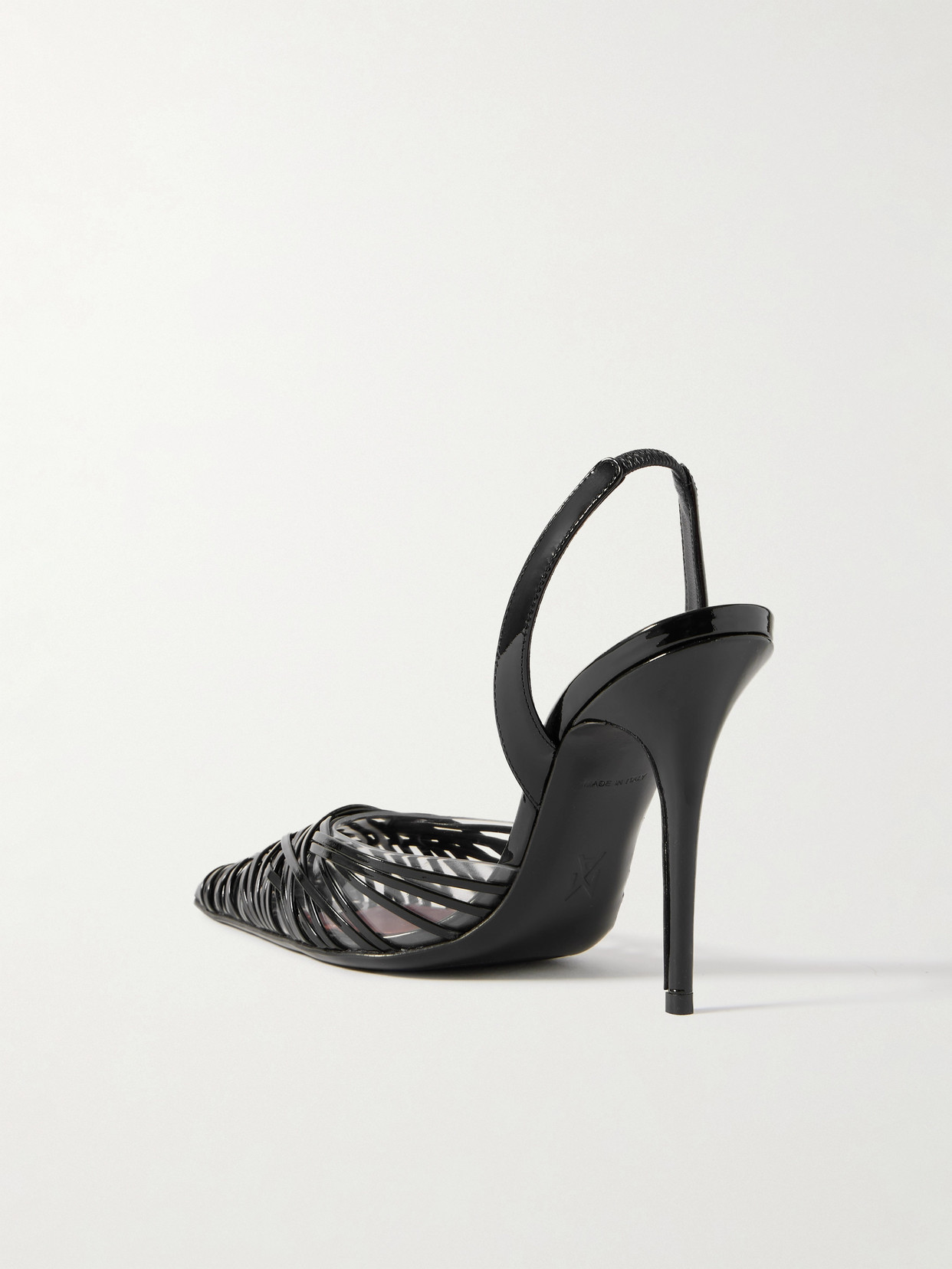 Amina Muaddi 90mm Lori Patent Leather Slingbacks In Black