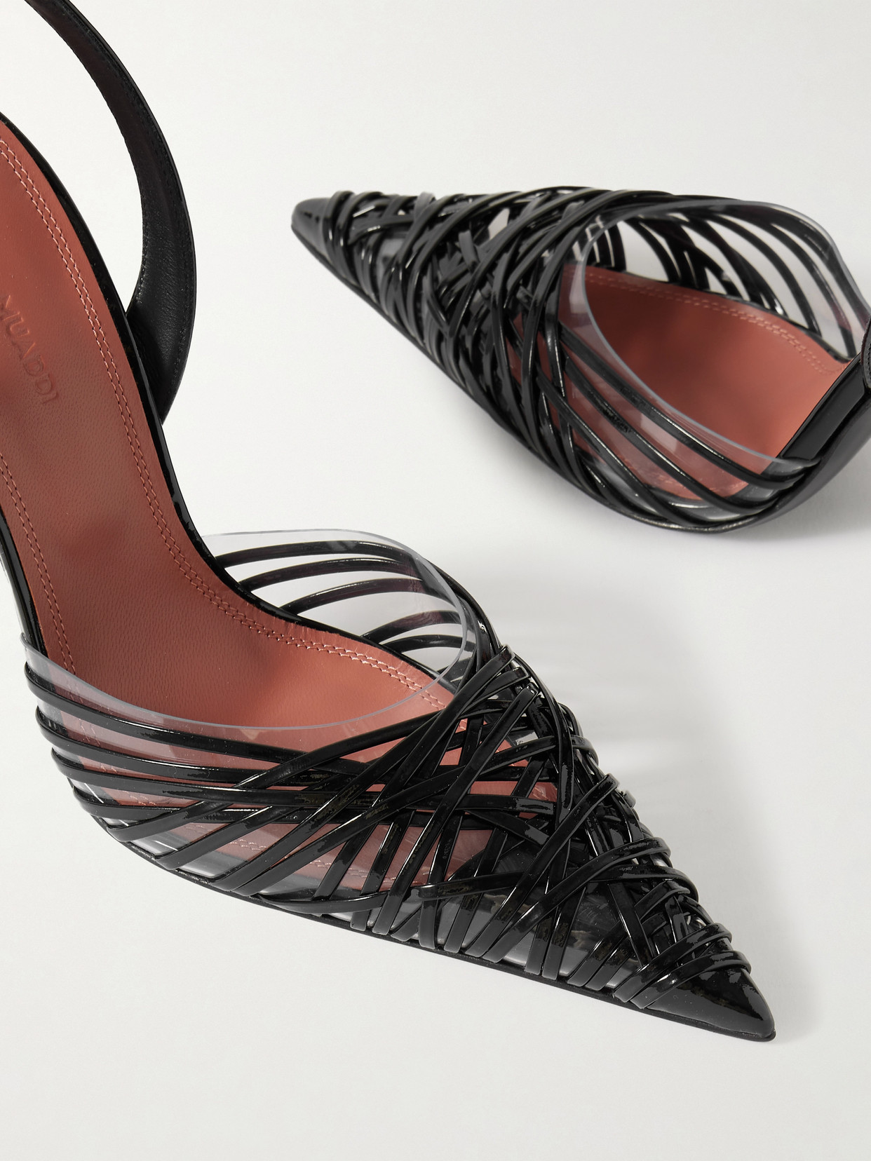 Amina Muaddi 90mm Lori Patent Leather Slingbacks In Black