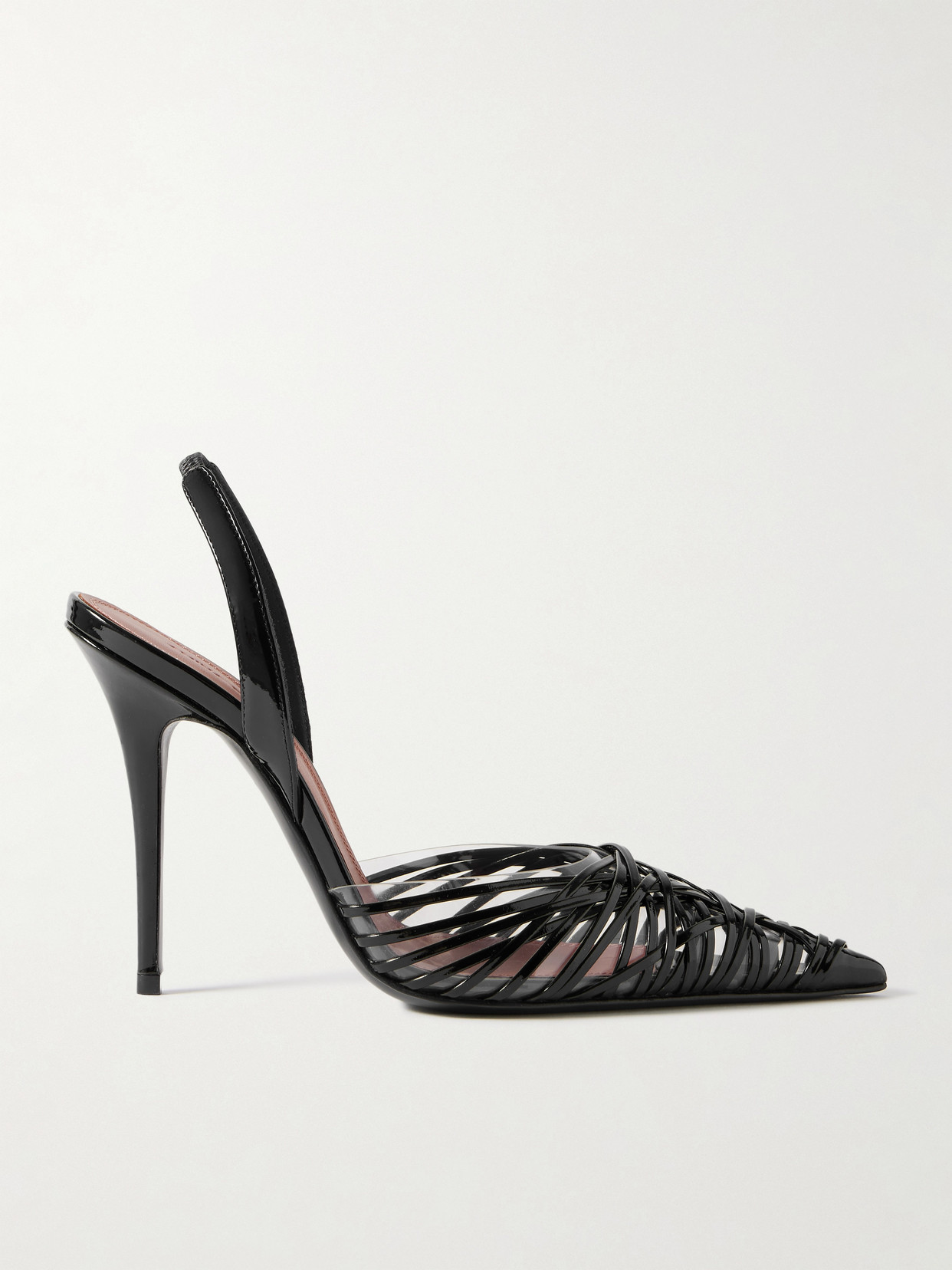 Amina Muaddi - Lori Sling Patent-leather And Pvc Slingback Pumps - Black