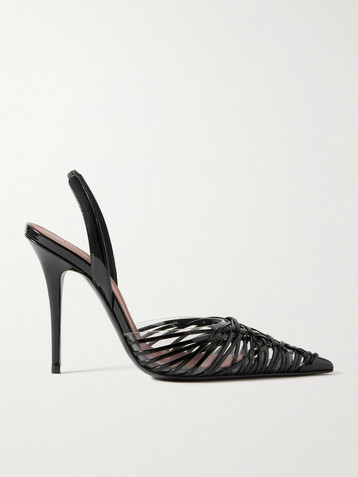 AMINA MUADDI Lori Sling patent-leather and PVC slingback pumps