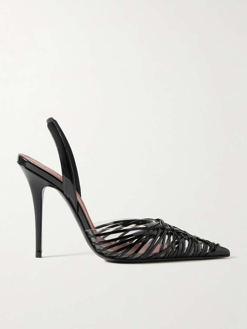 Amina Muaddi Lori Sling Patent-leather And Pvc Slingback Pumps
