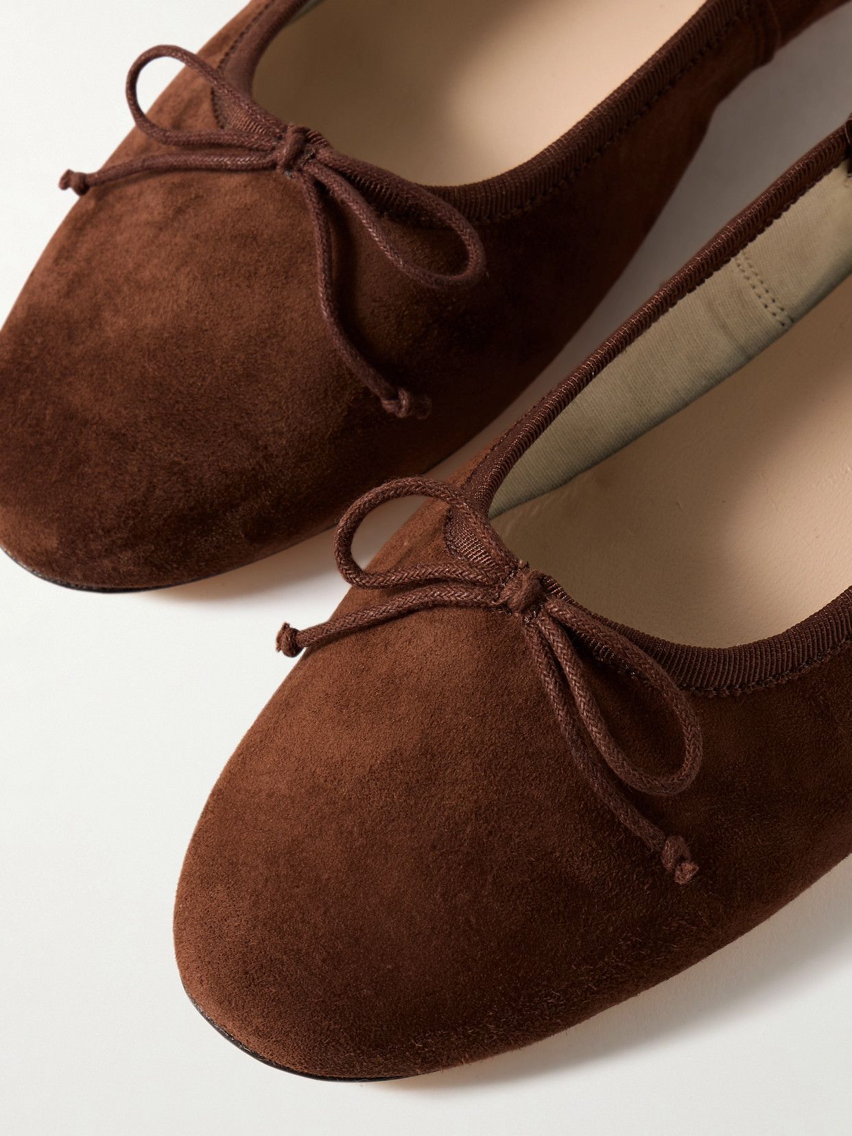 Loeffler Randall Leonie Bow-embellished Suede Ballet Flats In Brown