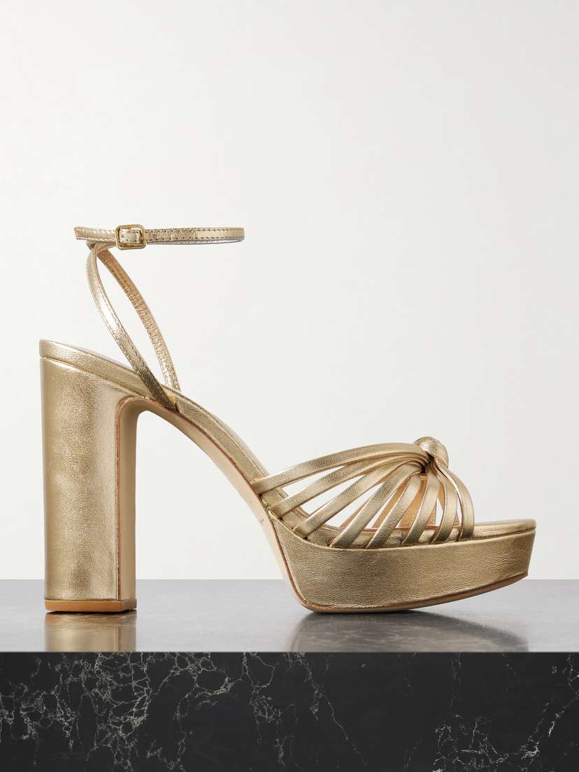 Loeffler Randall Rivka Knotted Metallic Leather Sandals