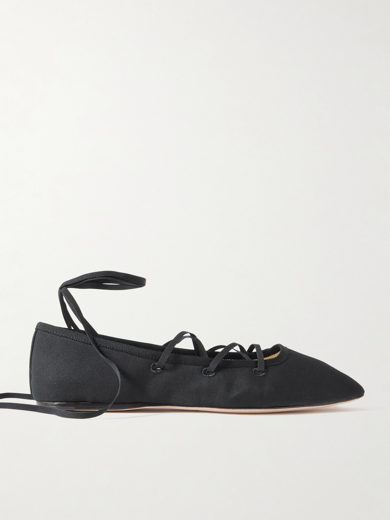 Loeffler Randall Louisa Lace-up Faille Ballet Flats In Black