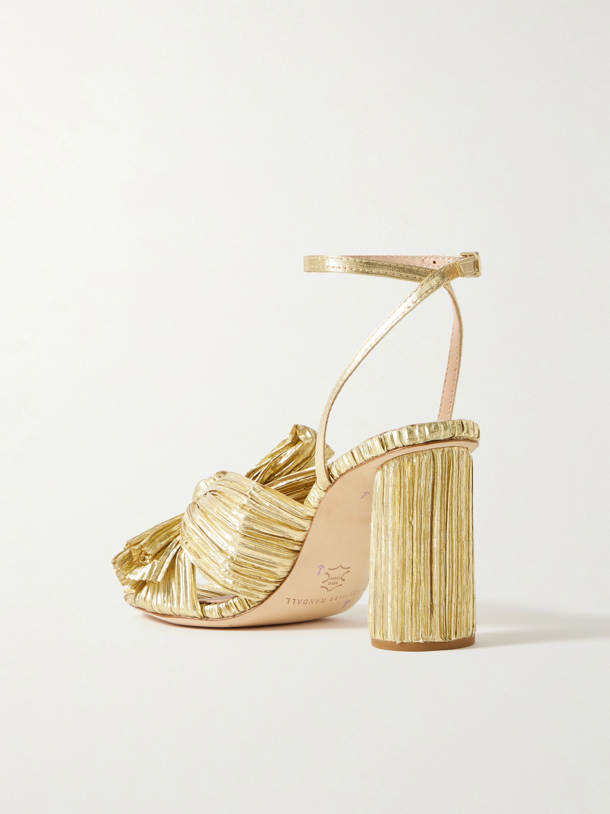 Camellia Bow-Embellished Lamé Sandals