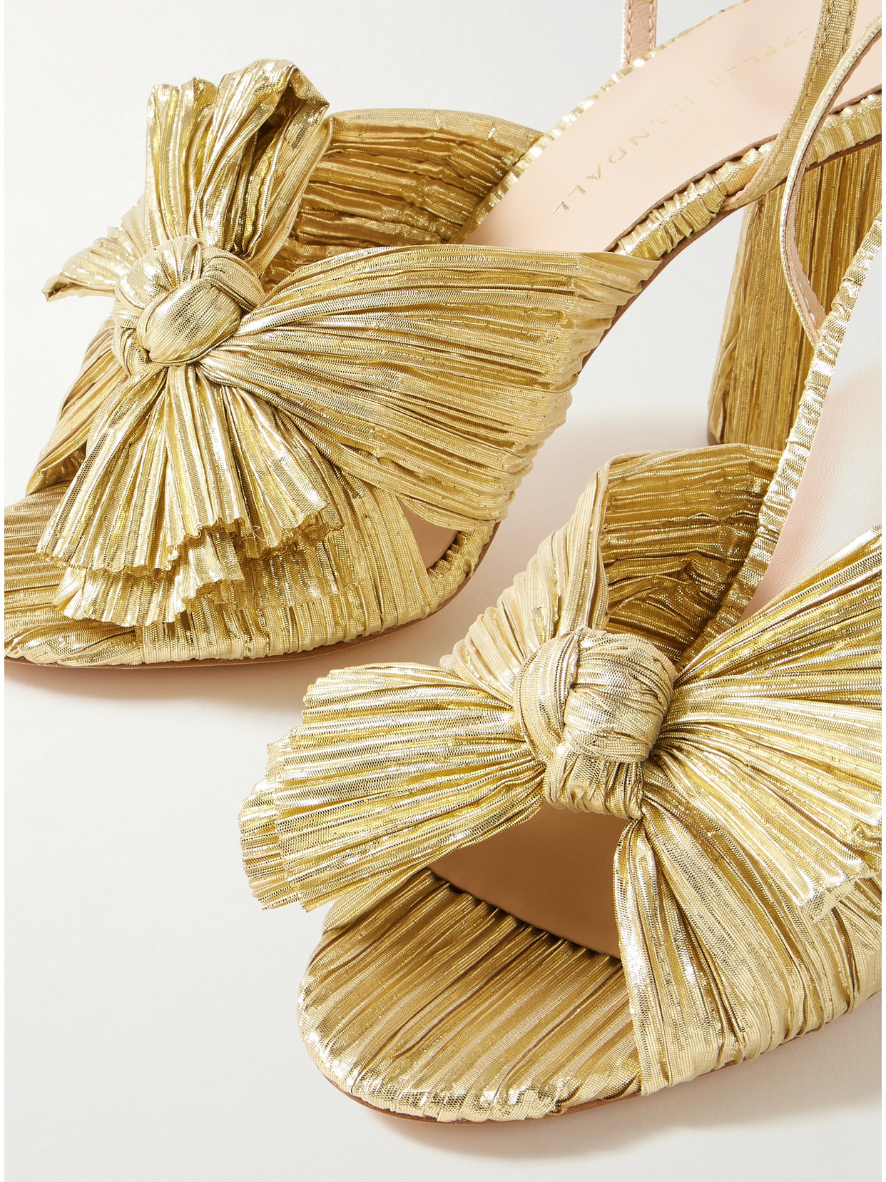 Camellia Bow-Embellished Lamé Sandals