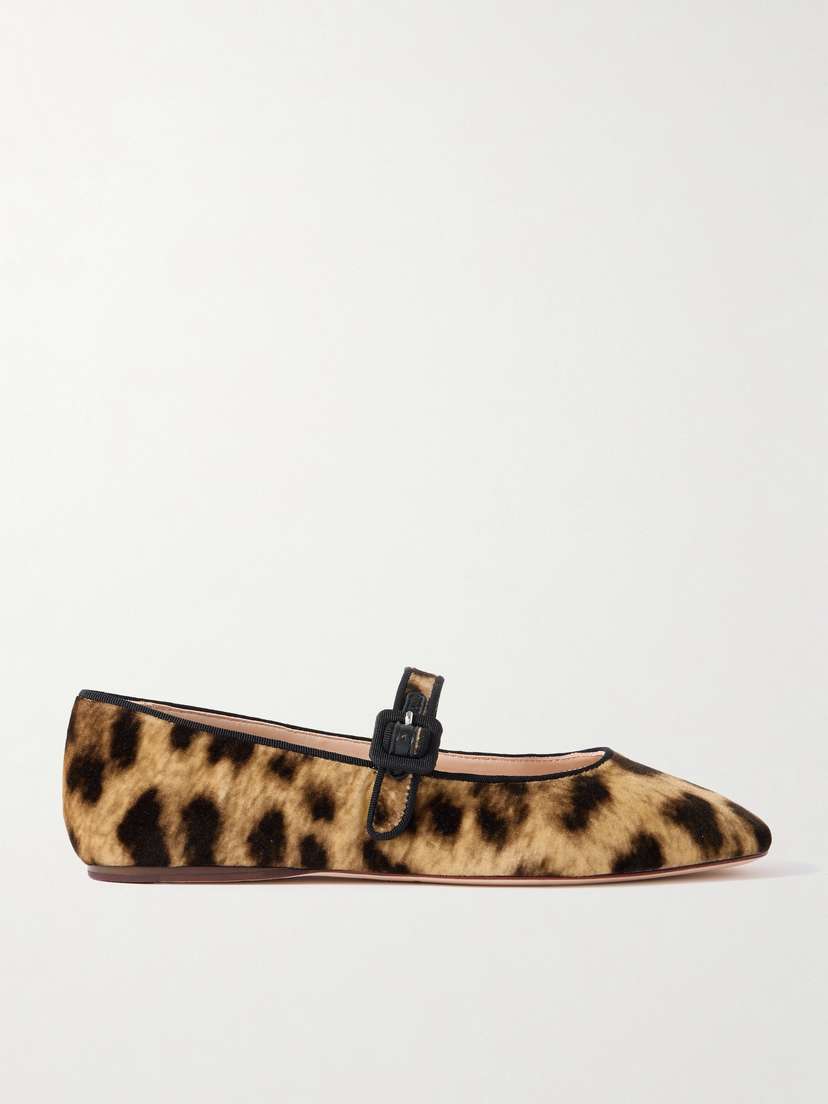 Loeffler Randall Ginger Leopard-print Velvet Mary Jane Ballet Flats