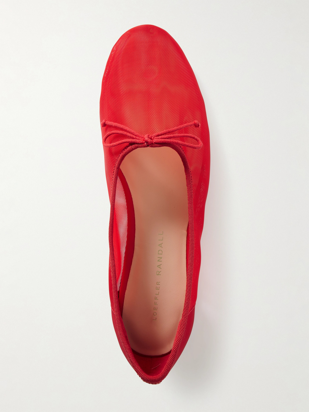 Shop Loeffler Randall Landon Soft Bow-detailed Mesh Ballet Flats In Red