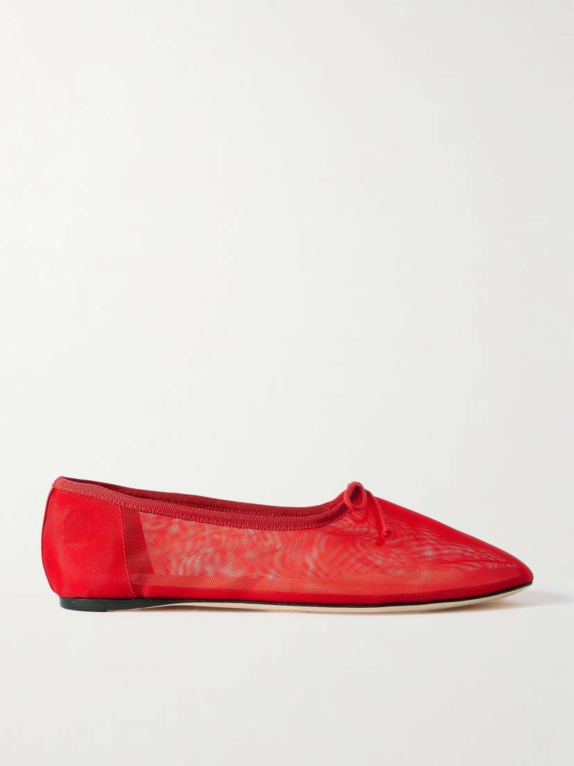 Loeffler Randall Landon Soft Bow-detailed Mesh Ballet Flats