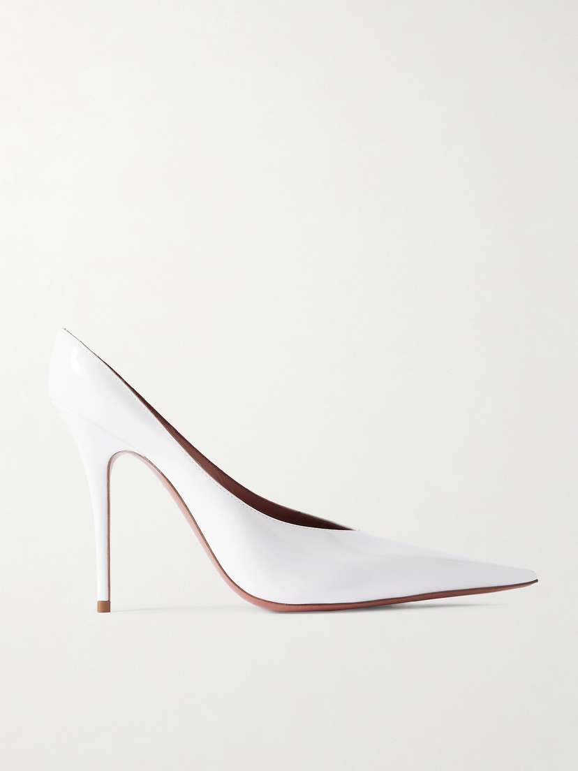 Amina Muaddi Anok Patent-leather Point-toe Mules
