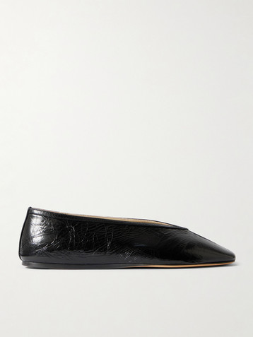 LE MONDE BERYL Luna crinkled-leather ballet flats