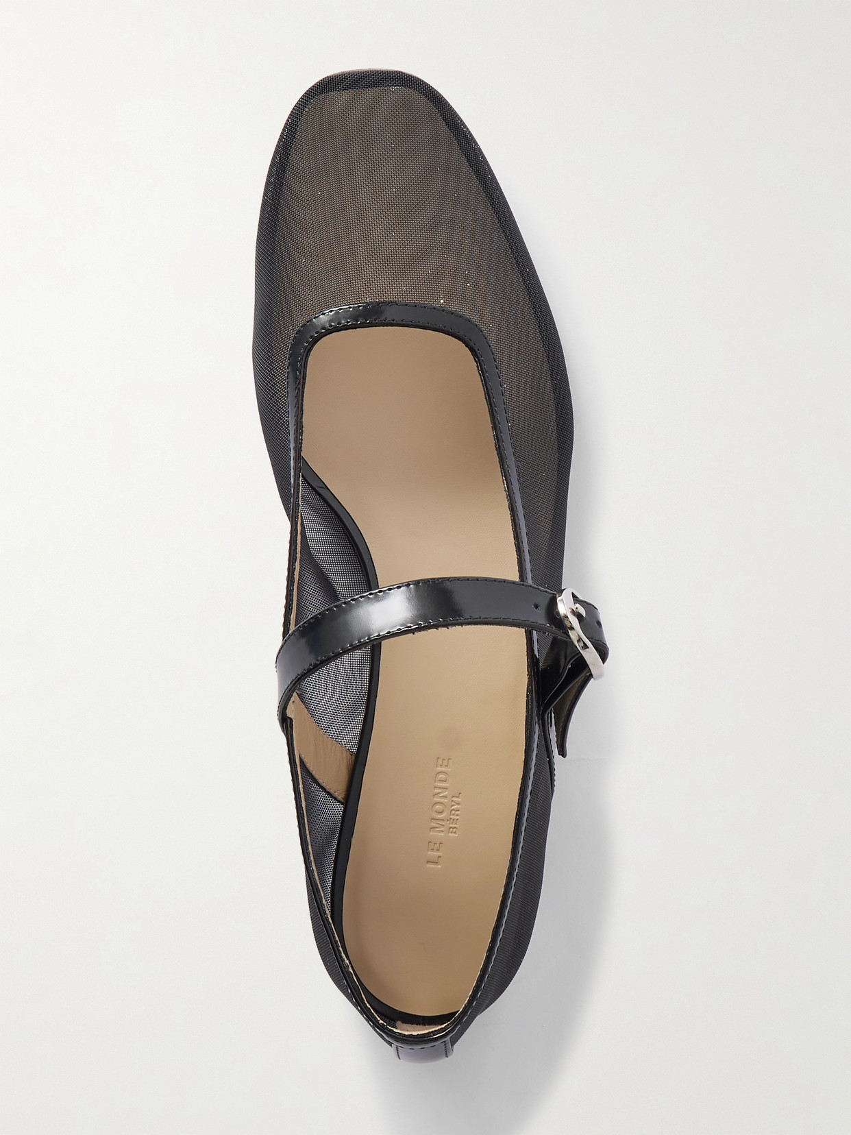Le Monde Beryl Le Monde Béryl Pointed Toe Ballerinas With Semi-transparent Mesh In Black