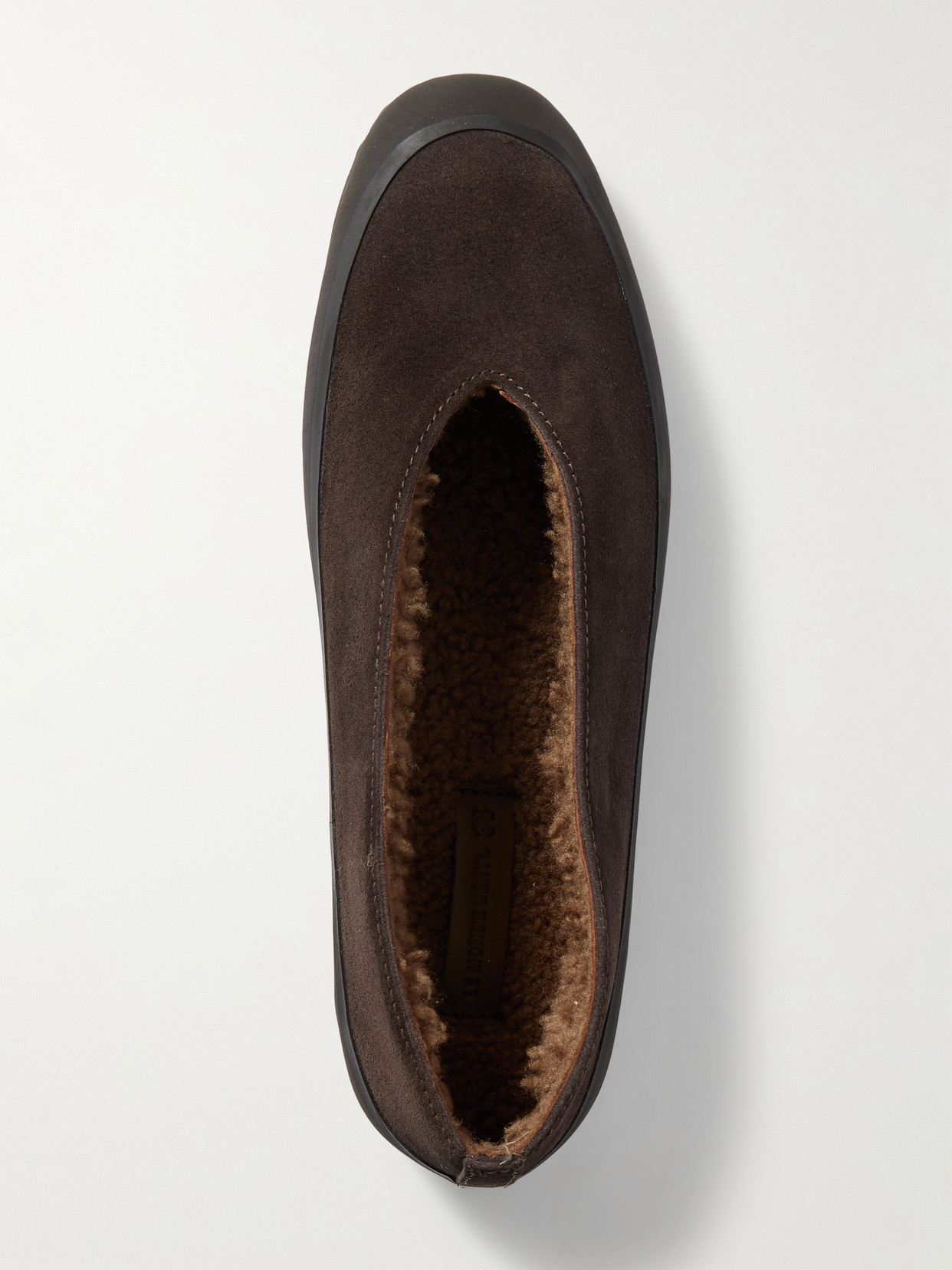 Le Monde Beryl Apres Ski Shearling-lined Suede Ballet Flats In Brown