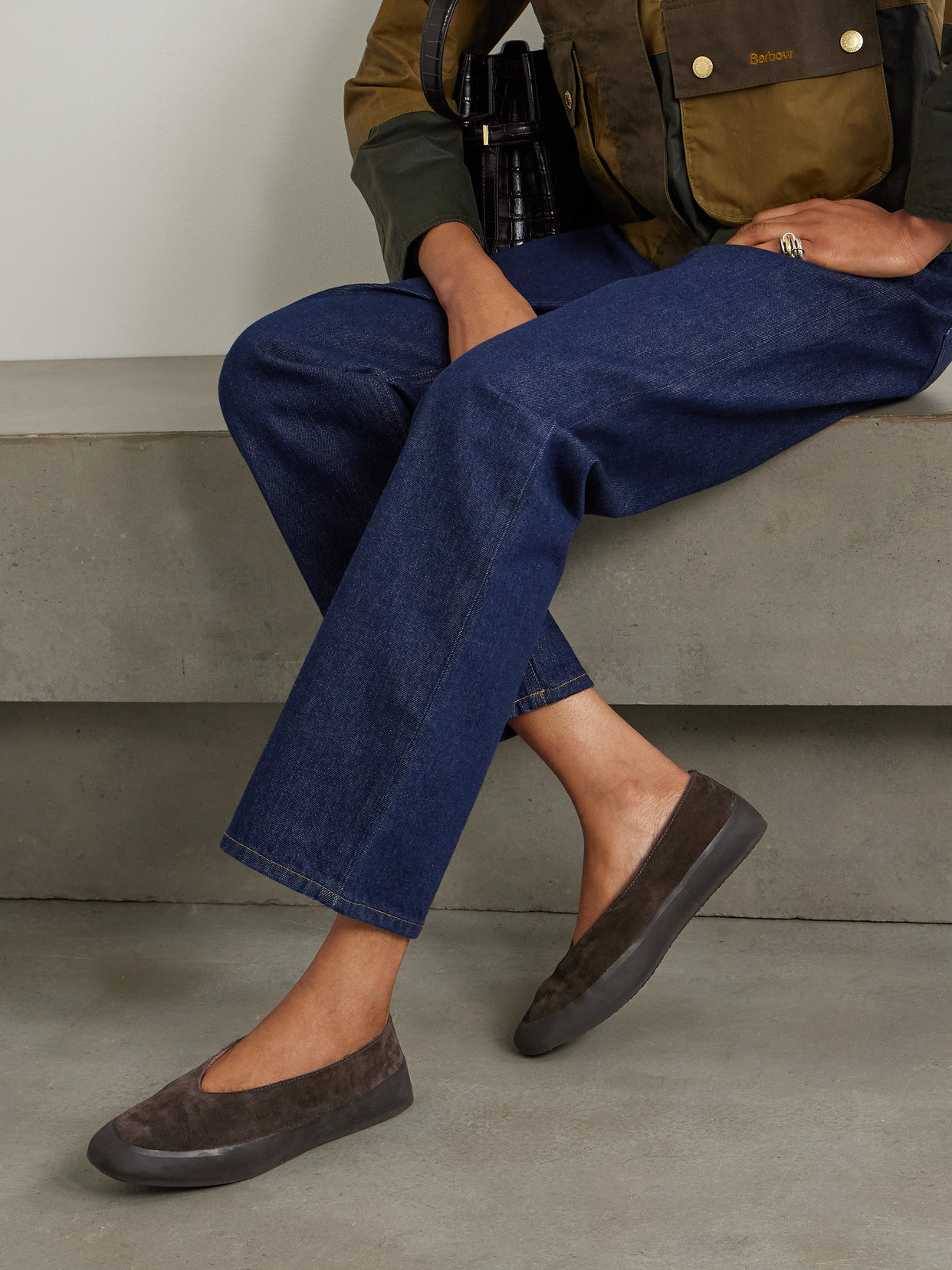 Le Monde Beryl Apres Ski Shearling-lined Suede Ballet Flats In Brown