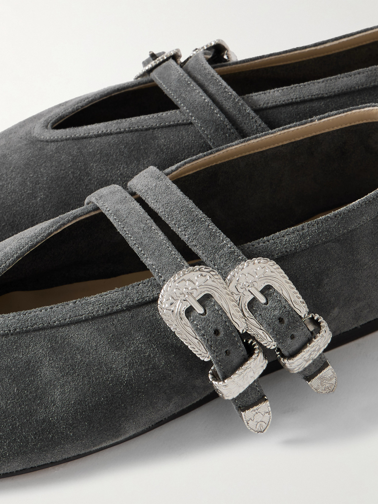 Le Monde Beryl Suede Mary Jane Ballerina Shoes In Gray