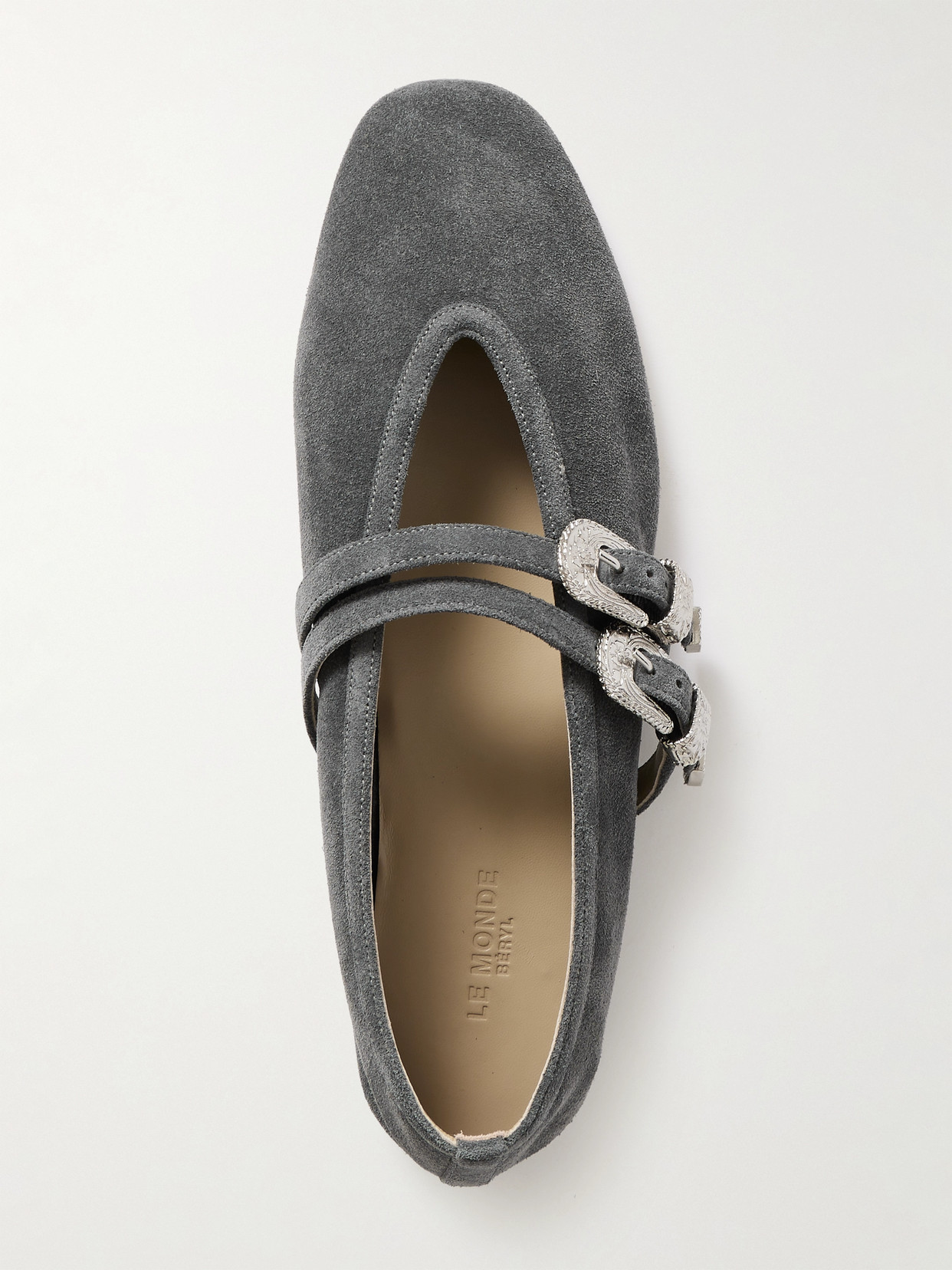 Le Monde Beryl Suede Mary Jane Ballerina Shoes In Gray