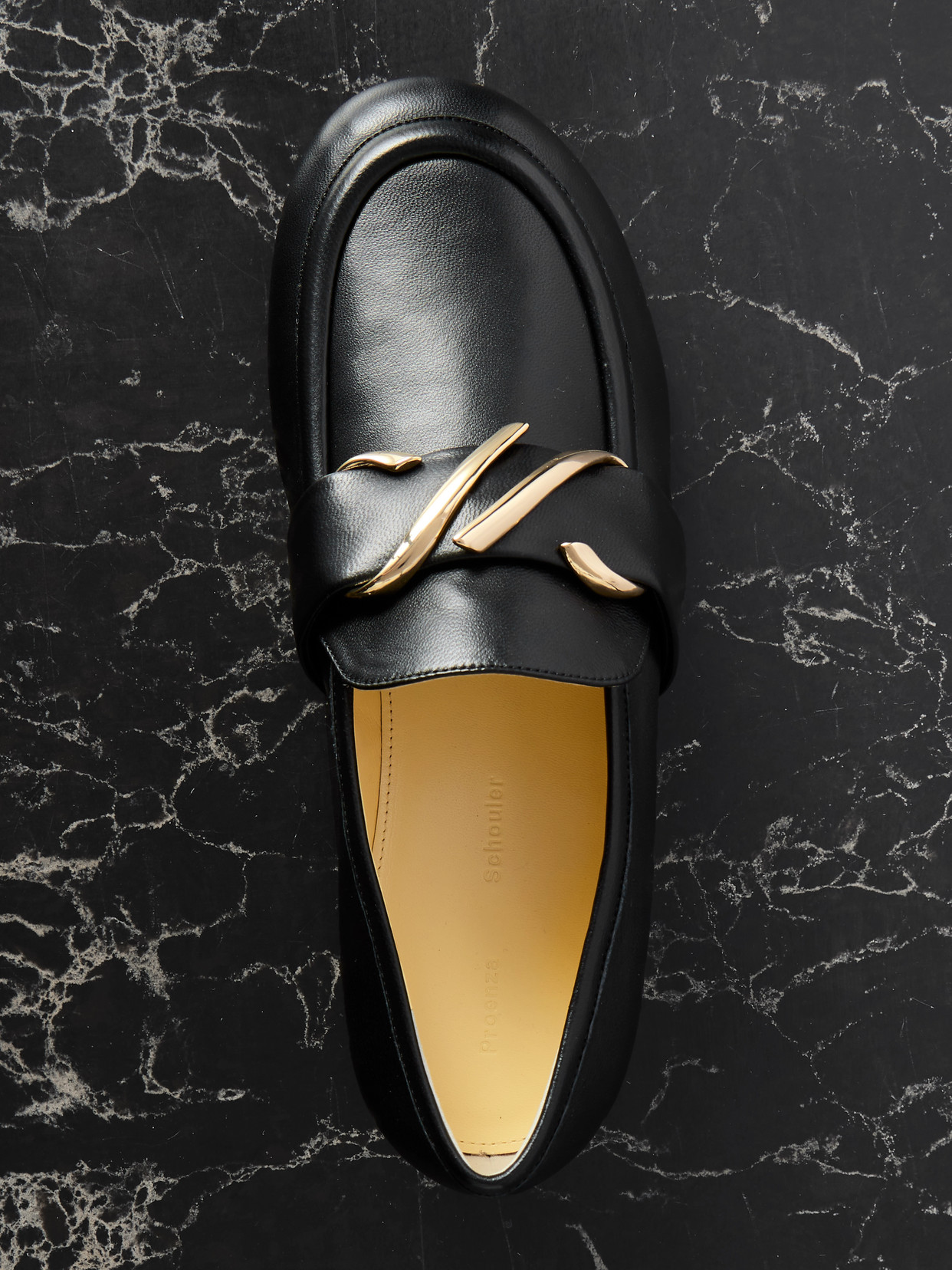 Proenza Schouler Monogram Embellished Leather Loafers In Black