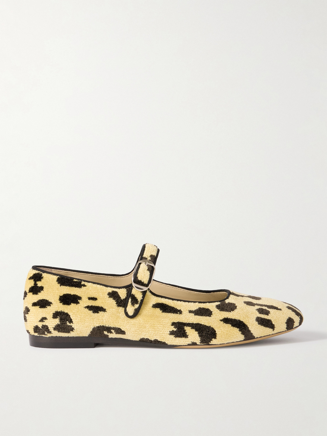 Le Monde Beryl Stella Leopard-print Ribbed Velvet Mary Jane Ballet Flats In Animal Print