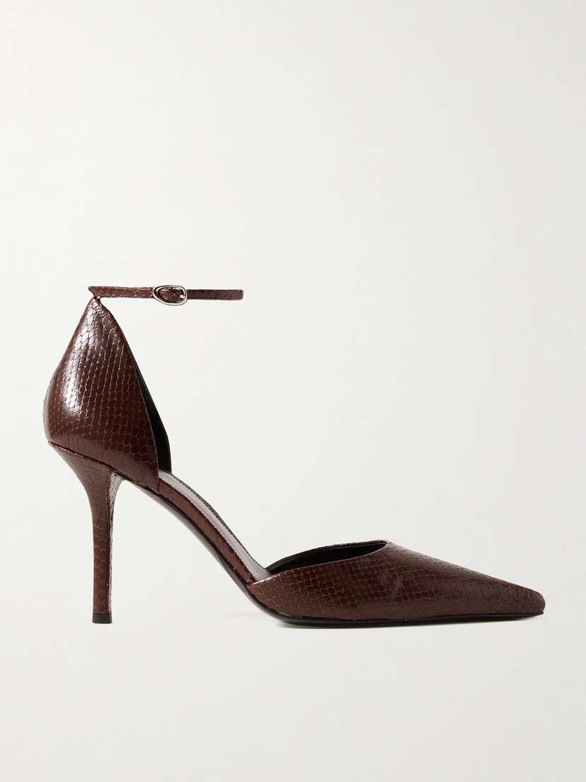 Proenza Schouler Snake-effect Leather Slingback Pumps