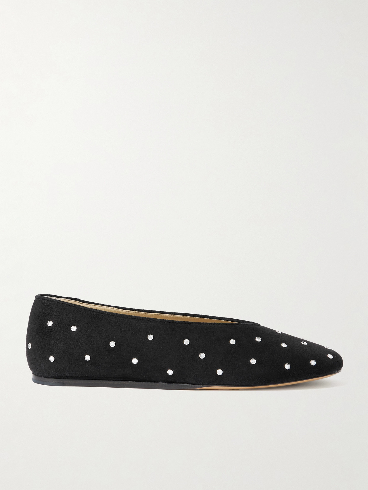 Le Monde Beryl Regency Crystal-embellished Suede Ballet Flats In Black