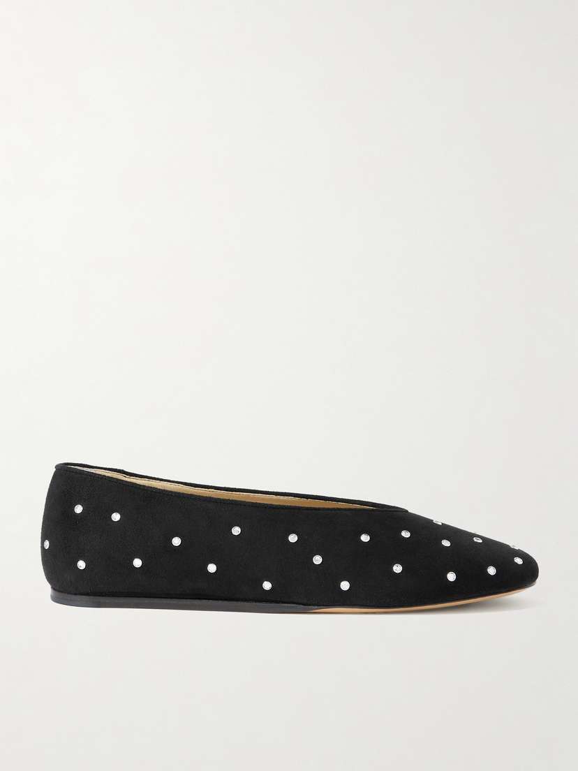 Le Monde Béryl Regency Crystal-embellished Suede Ballet Flats
