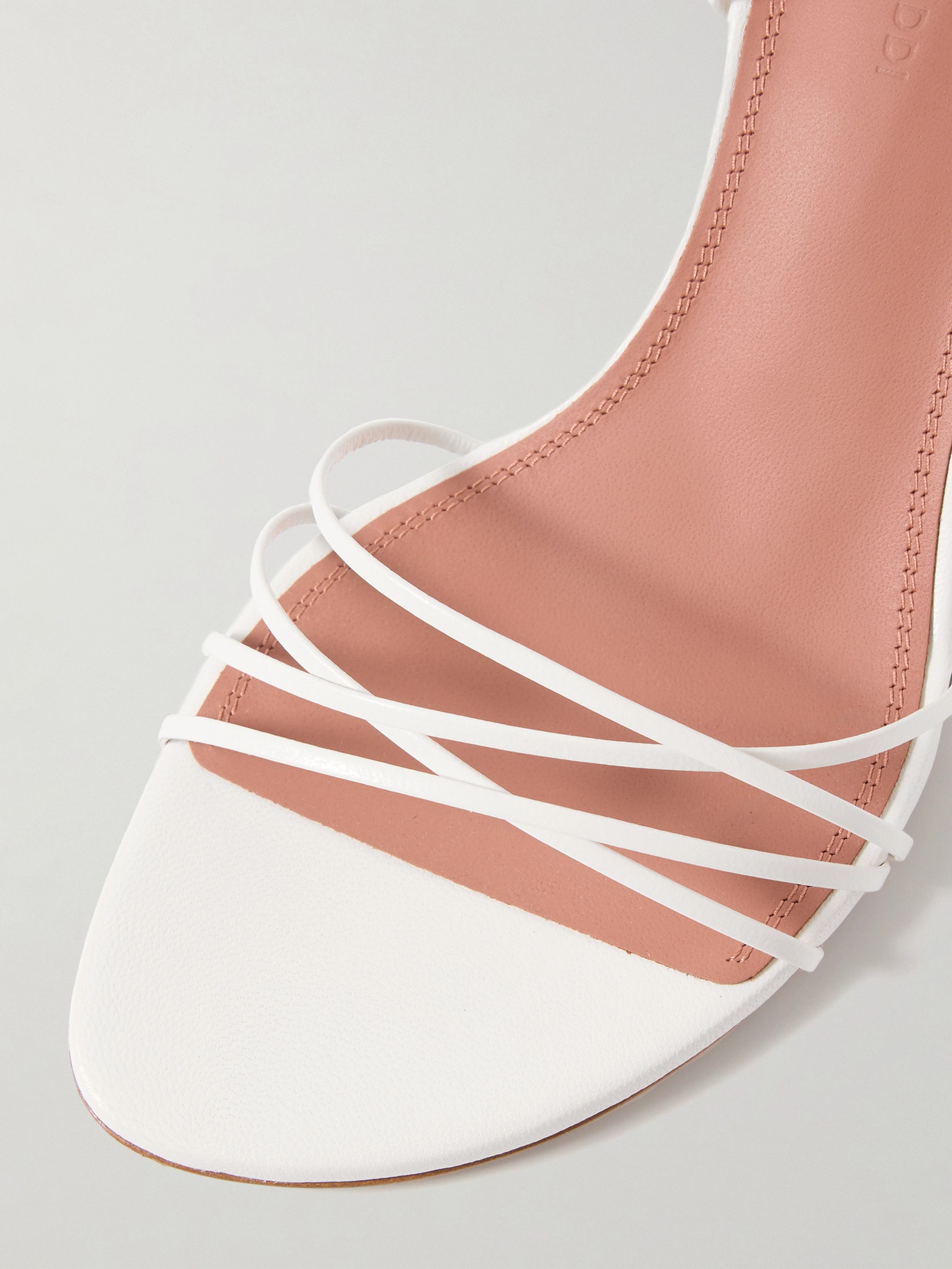 Amina Muaddi Lori Lace Up 60 Nappa Sandal In White