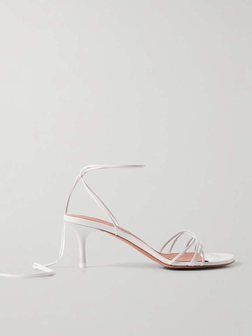 Amina Muaddi Lori Lace Up Leather Sandals