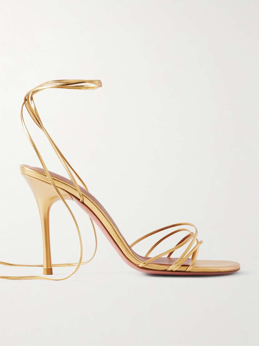 Amina Muaddi Lori Metallic Leather Sandals