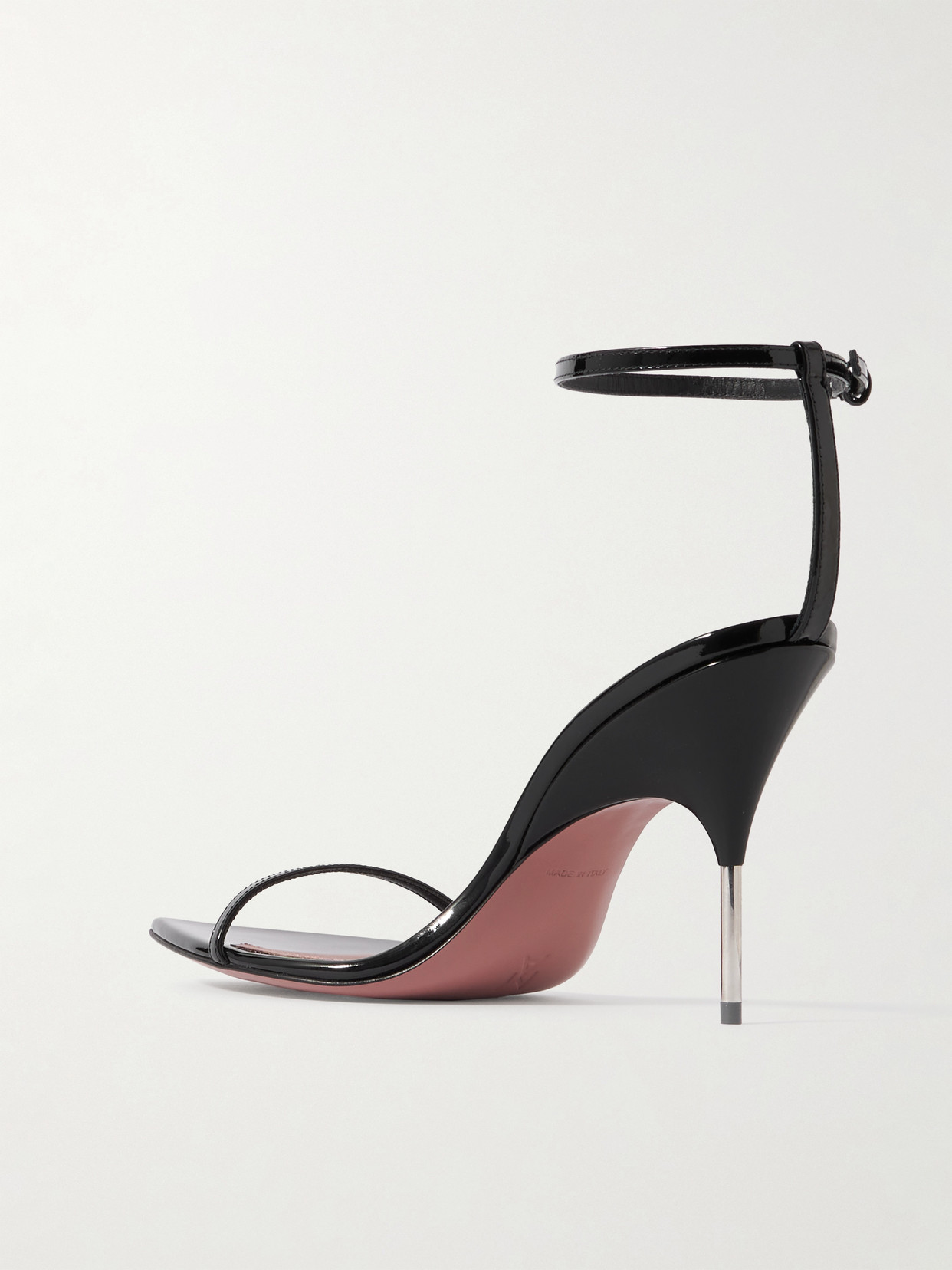 Amina Muaddi Bruna Sandal In Black Patent In Black