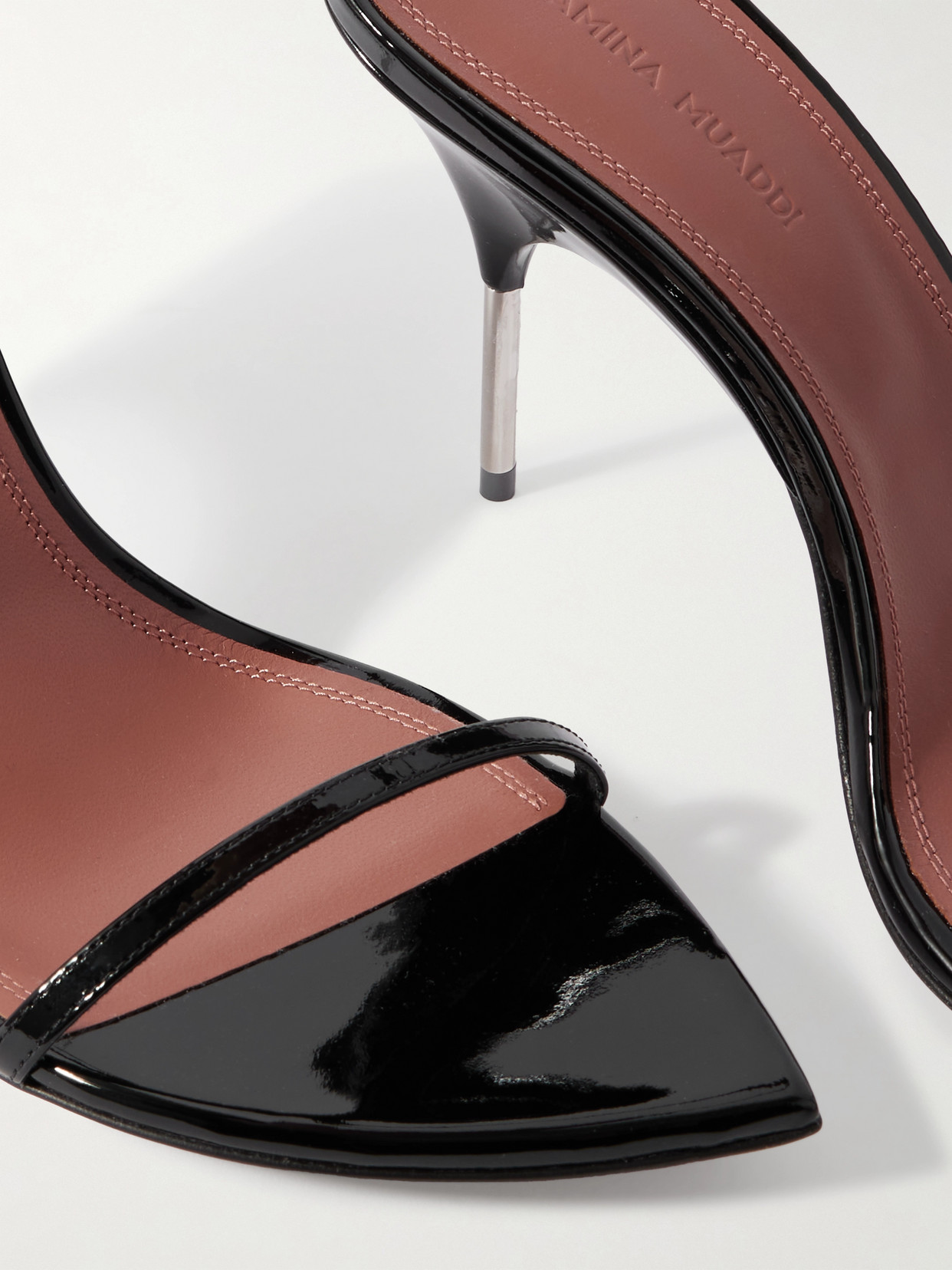 Amina Muaddi Bruna Sandal In Black Patent In Black
