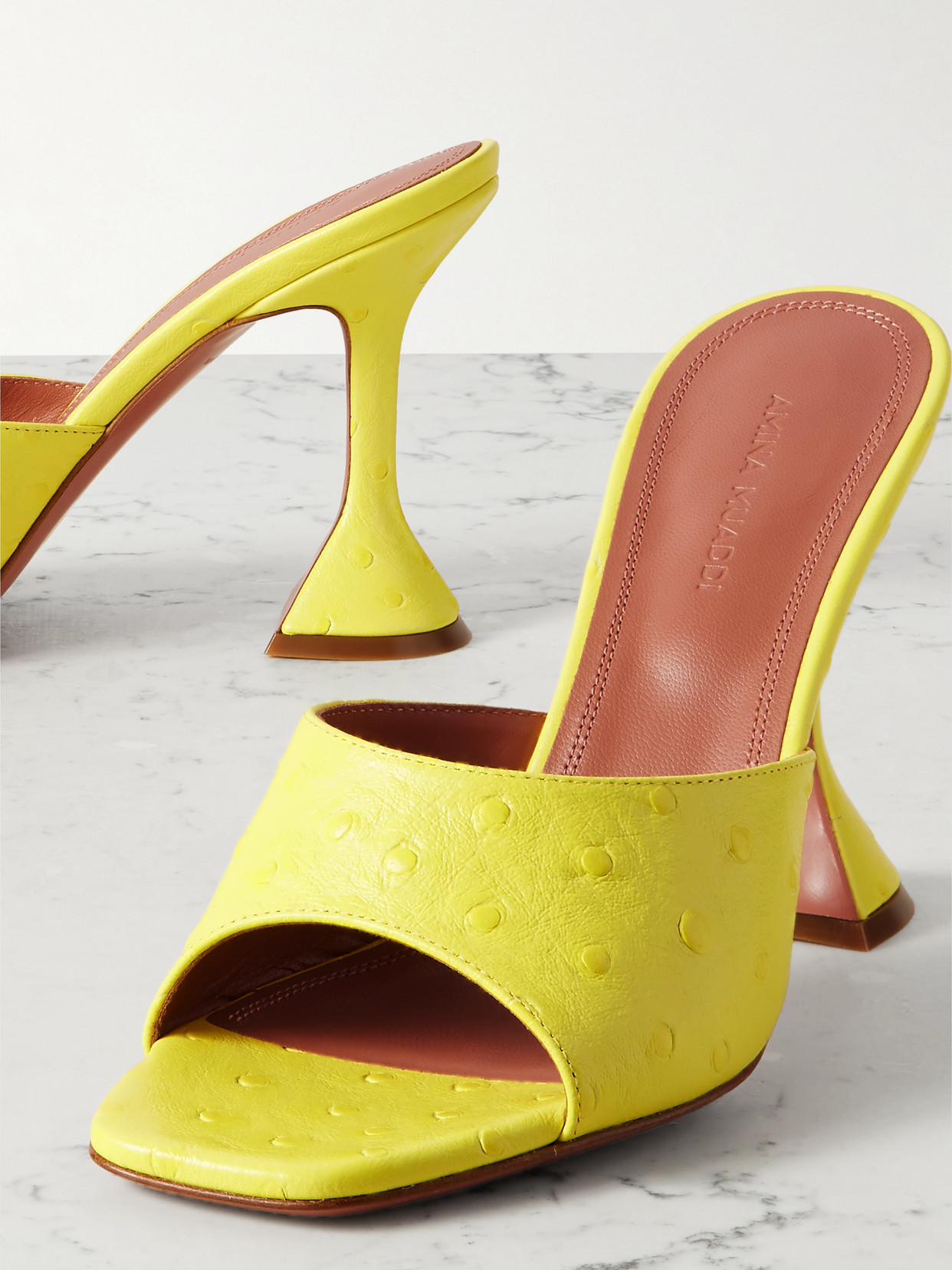Amina Muaddi Caroline 95mm Mules In Yellow