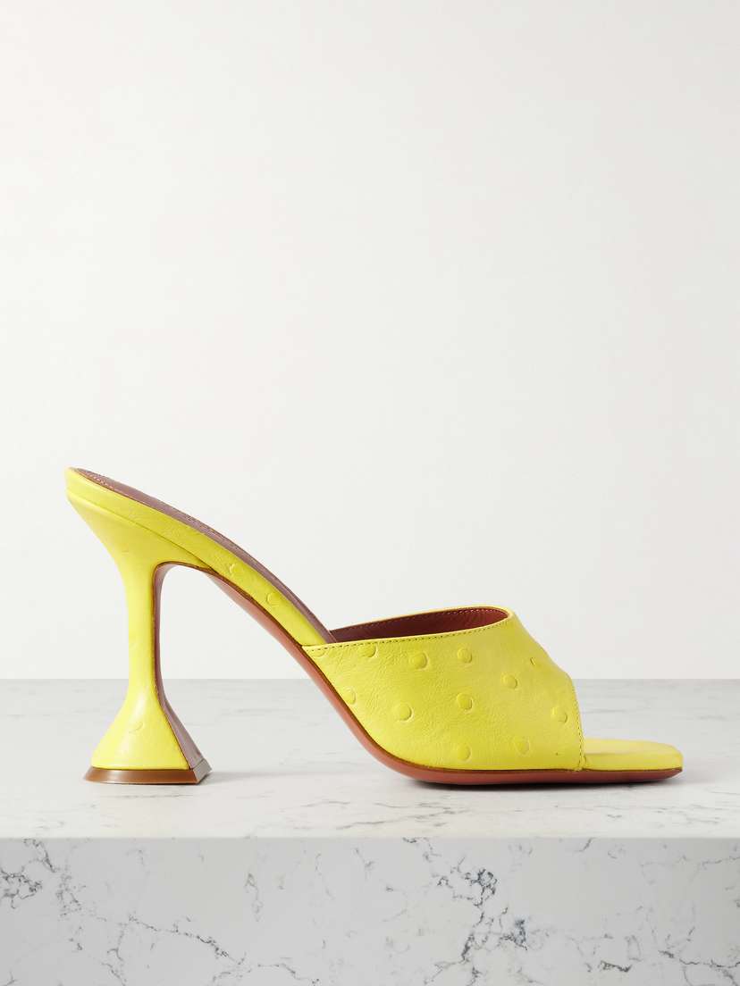 Amina Muaddi Lupita Ostrich-effect Leather Mules