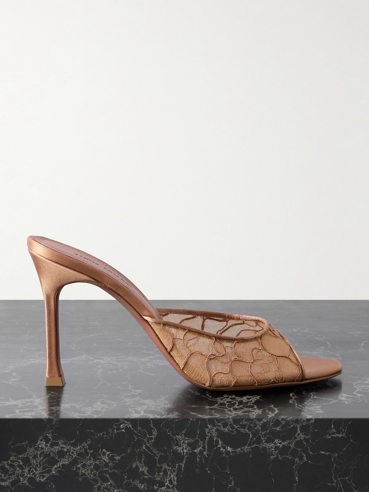 Amina Muaddi Alexa Satin And Corded-lace Sandals In Neutrals