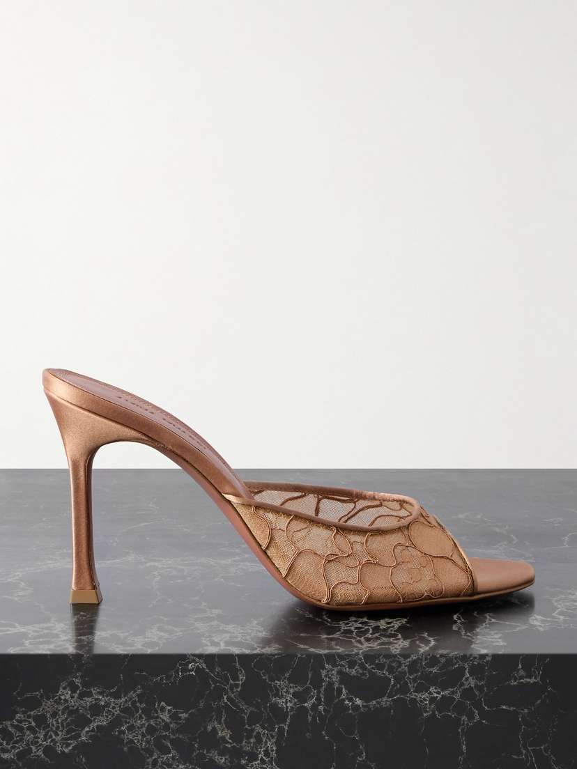 Amina Muaddi Alexa Satin And Corded-lace Sandals