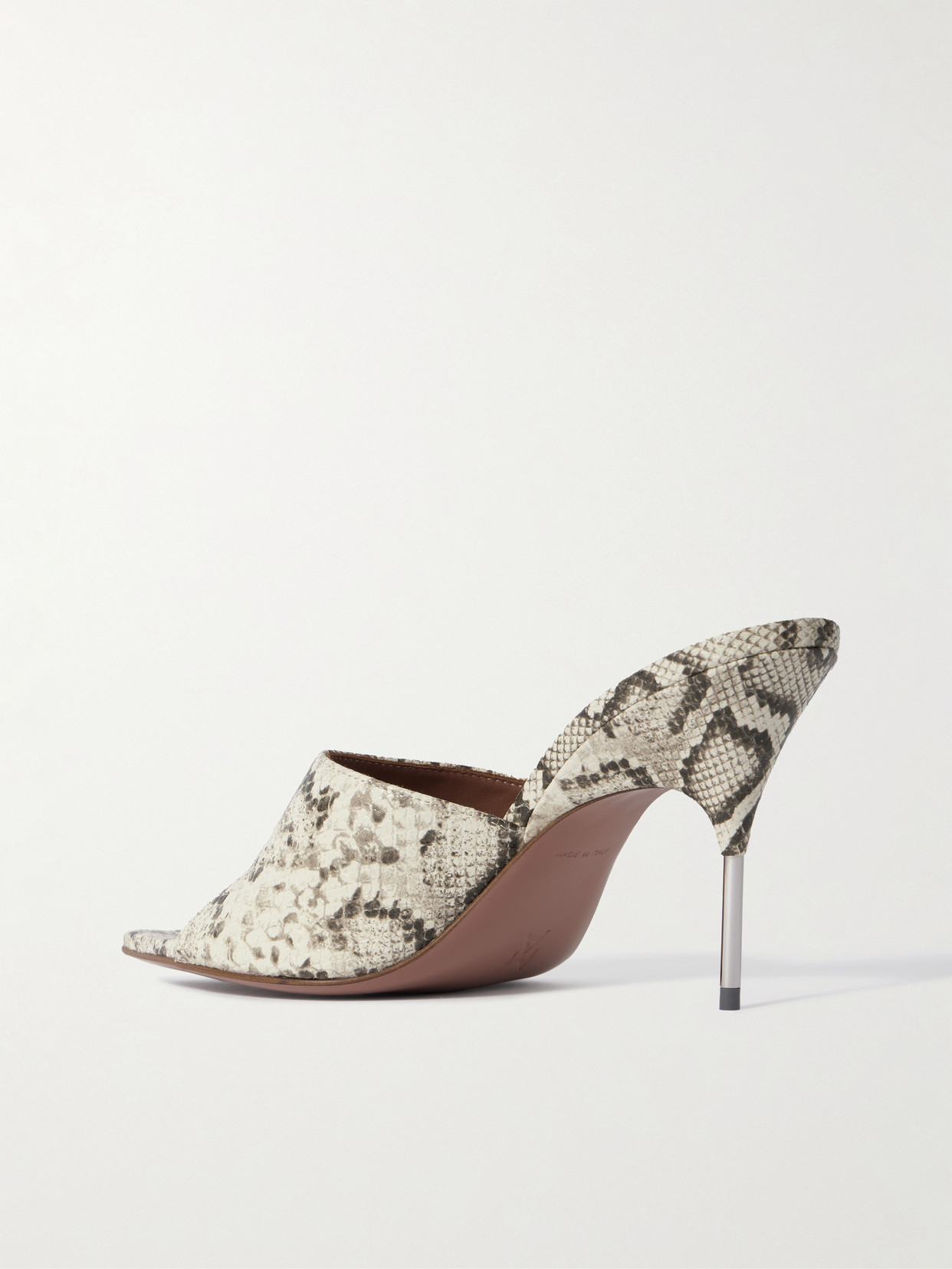 Amina Muaddi Bianca Snake-effect Leather Sandals In Animal Print