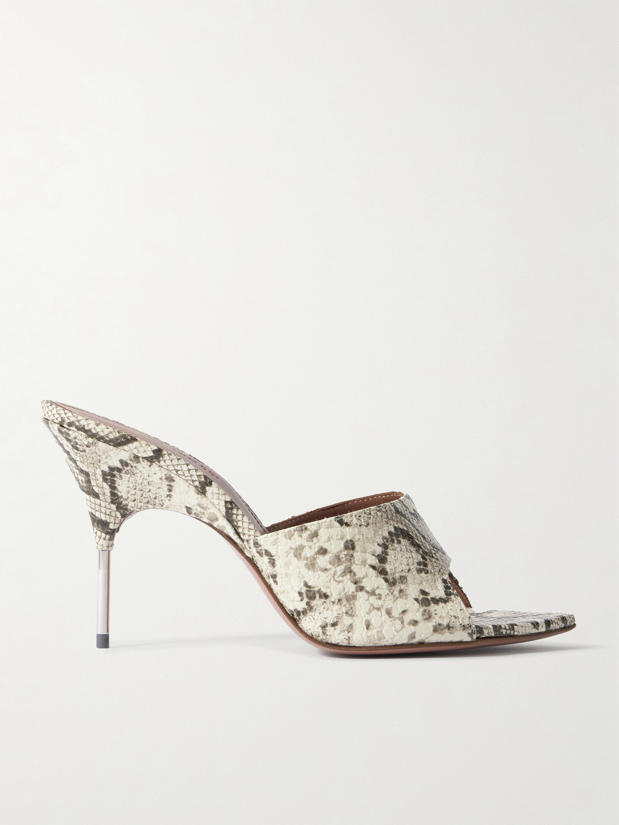 Amina Muaddi Bianca Snake-effect Leather Sandals In Animal Print