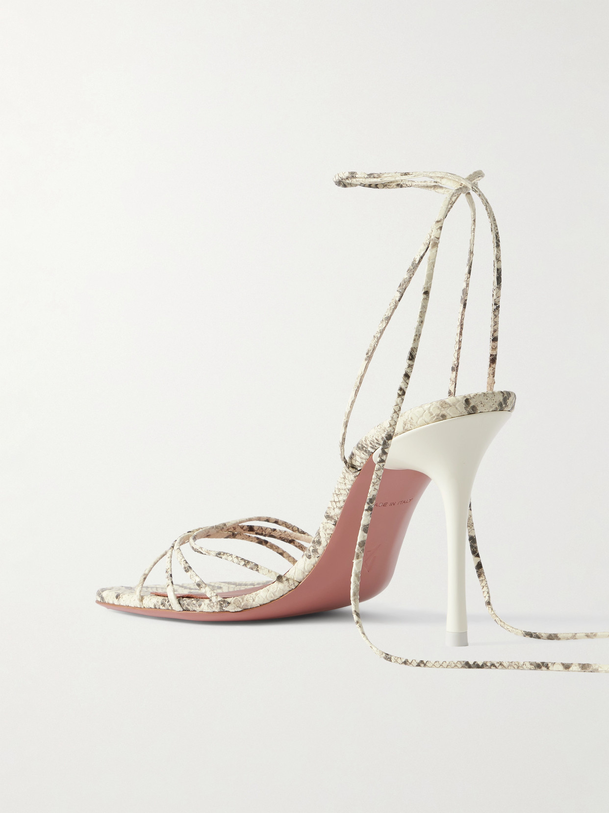 Amina Muaddi Lori Lace-up Snake-effect Leather Sandals In Animal Print