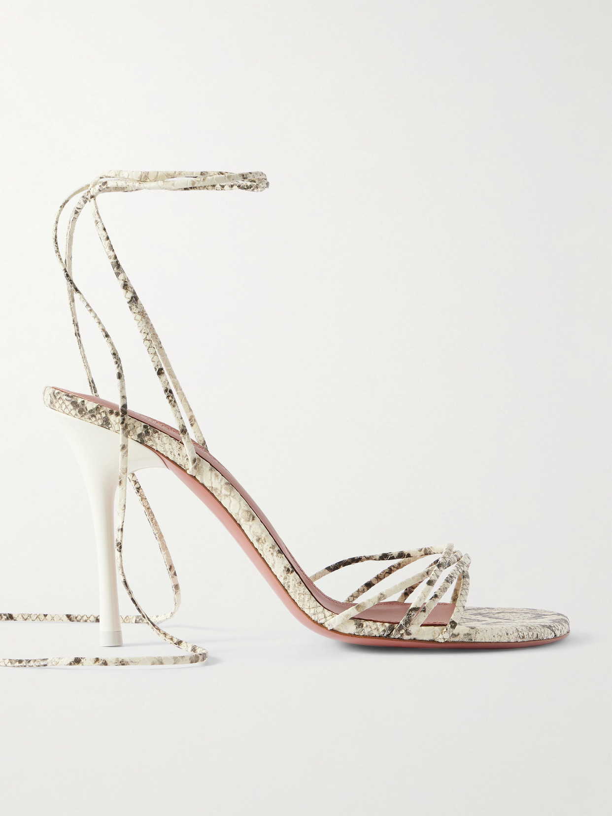 Amina Muaddi Lori Lace-up Snake-effect Leather Sandals In Animal Print