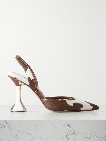 AMINA MUADDI Holli cow-print calf hair slingback pumps