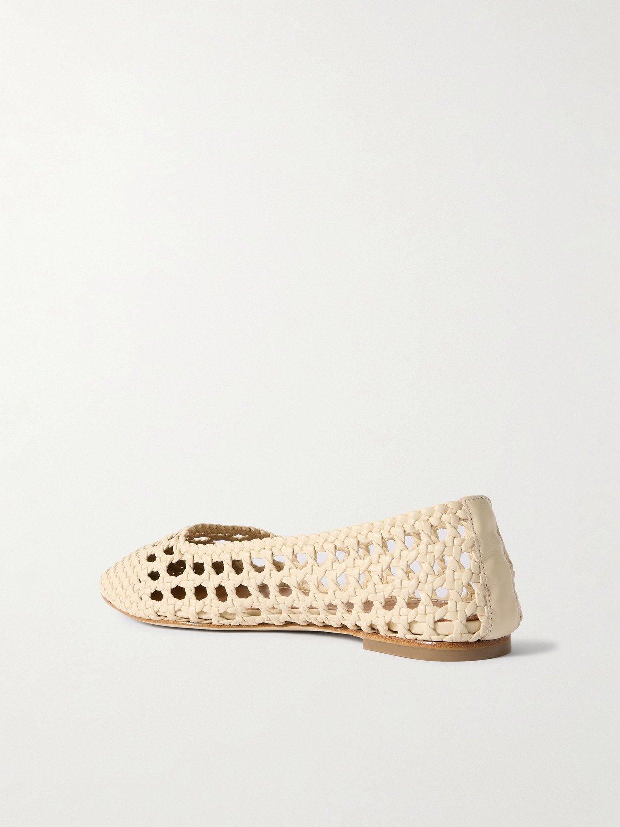 Staud Nell Woven Leather Ballet Flats In Cream