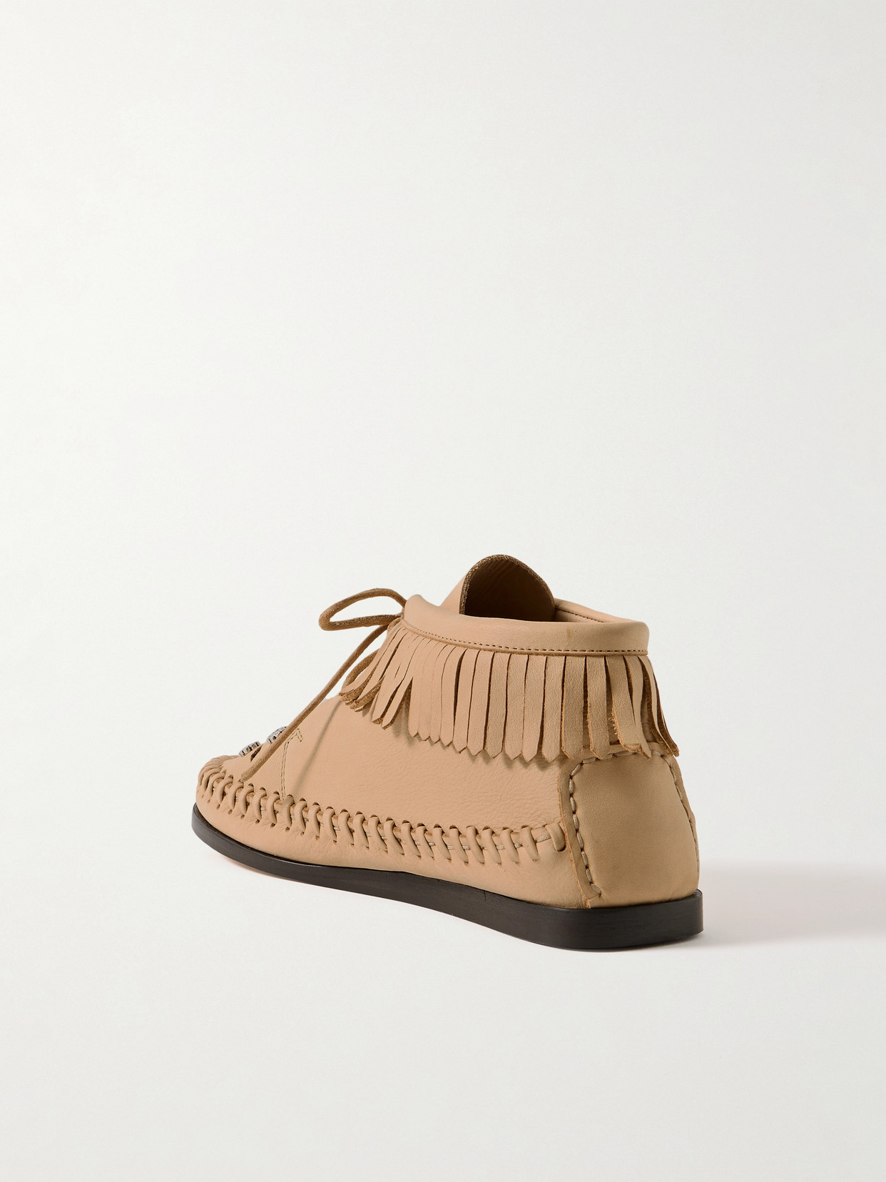 Isabel Marant Felsa Fringed Embellished Suede Ankle Boots In Neutrals