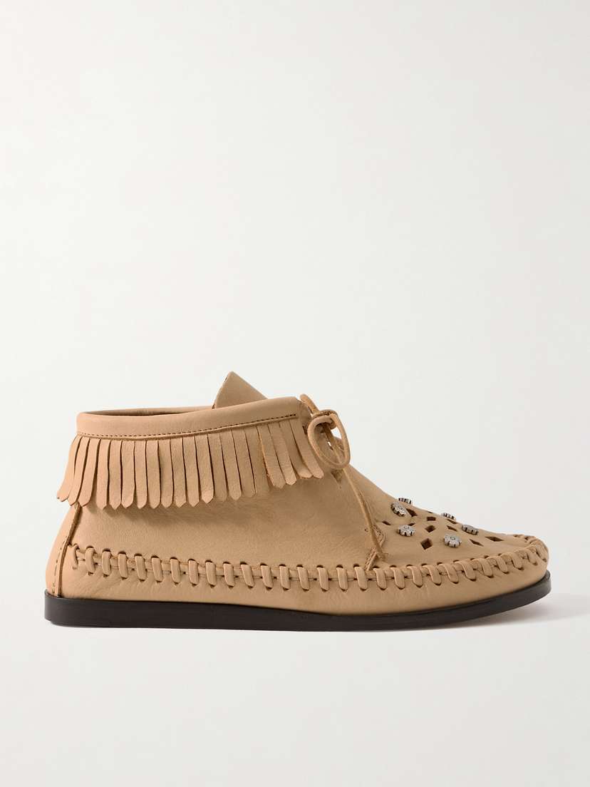 Isabel Marant Felsa Fringed Embellished Suede Ankle Boots