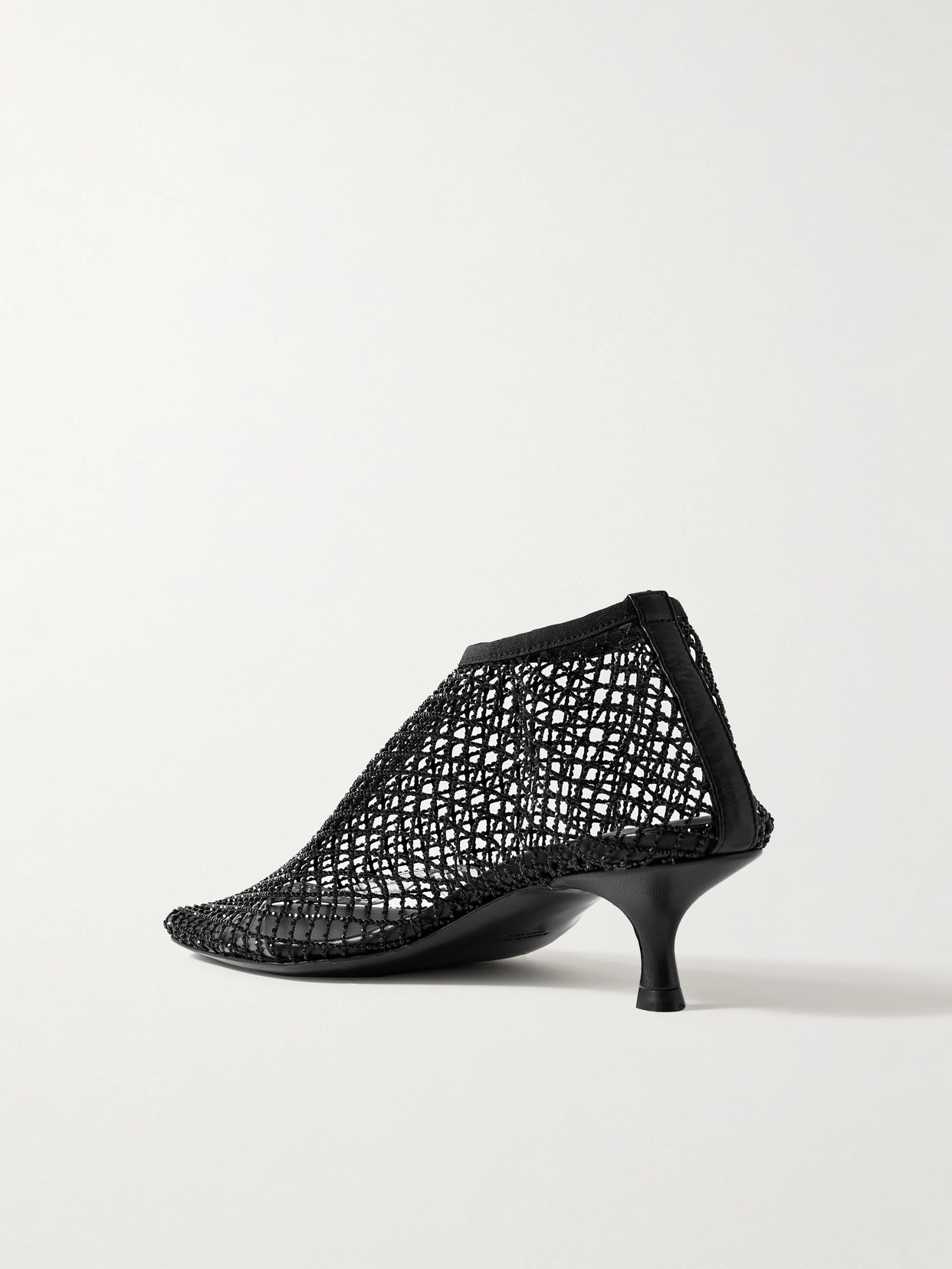 Christopher Esber Minette Bezeled 50mm Low Heels Ankle Boots In Black Nylon In Gray