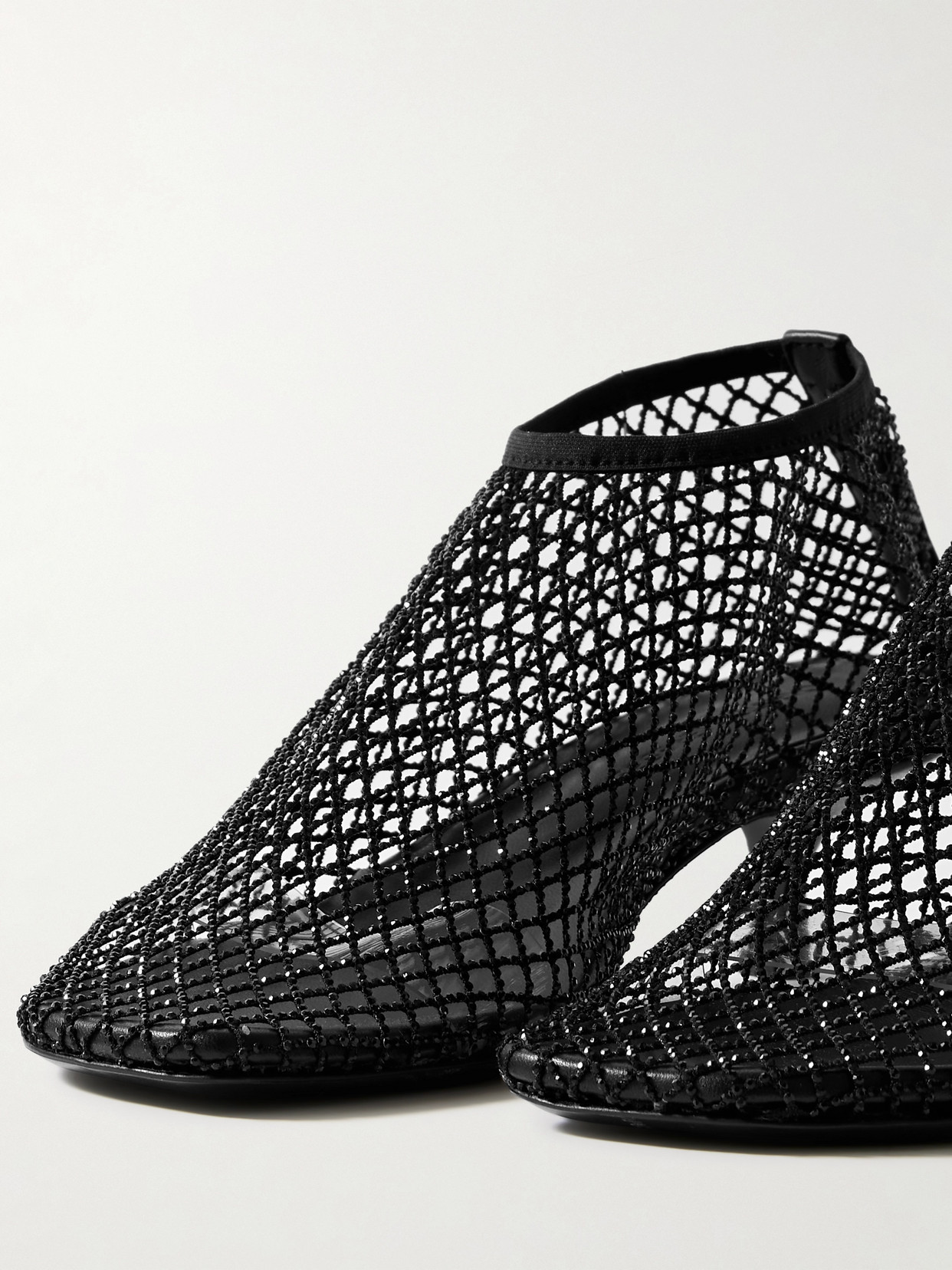 Christopher Esber Minette Bezeled 50mm Low Heels Ankle Boots In Black Nylon In Gray
