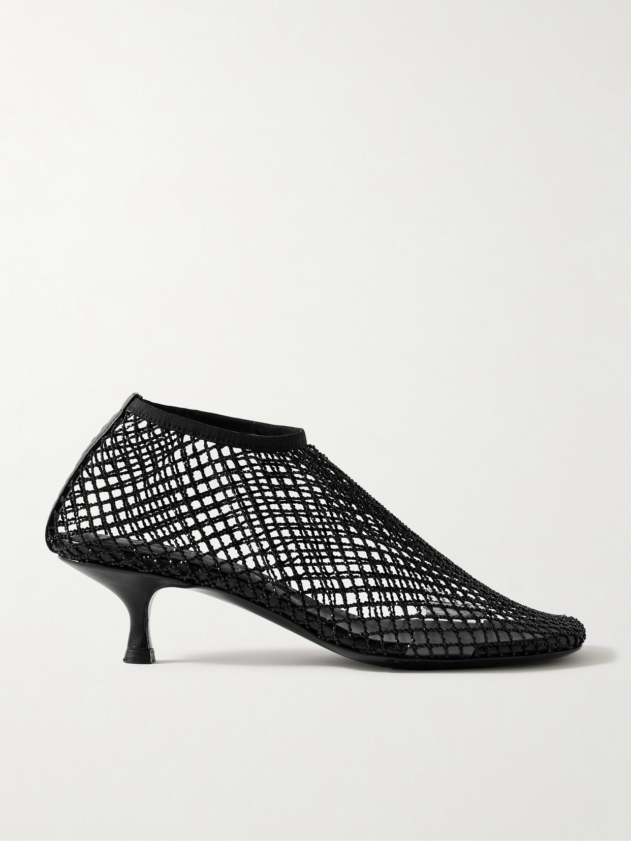 Christopher Esber - Minette Leather-trimmed Crystal-embellished Mesh Pumps - Charcoal