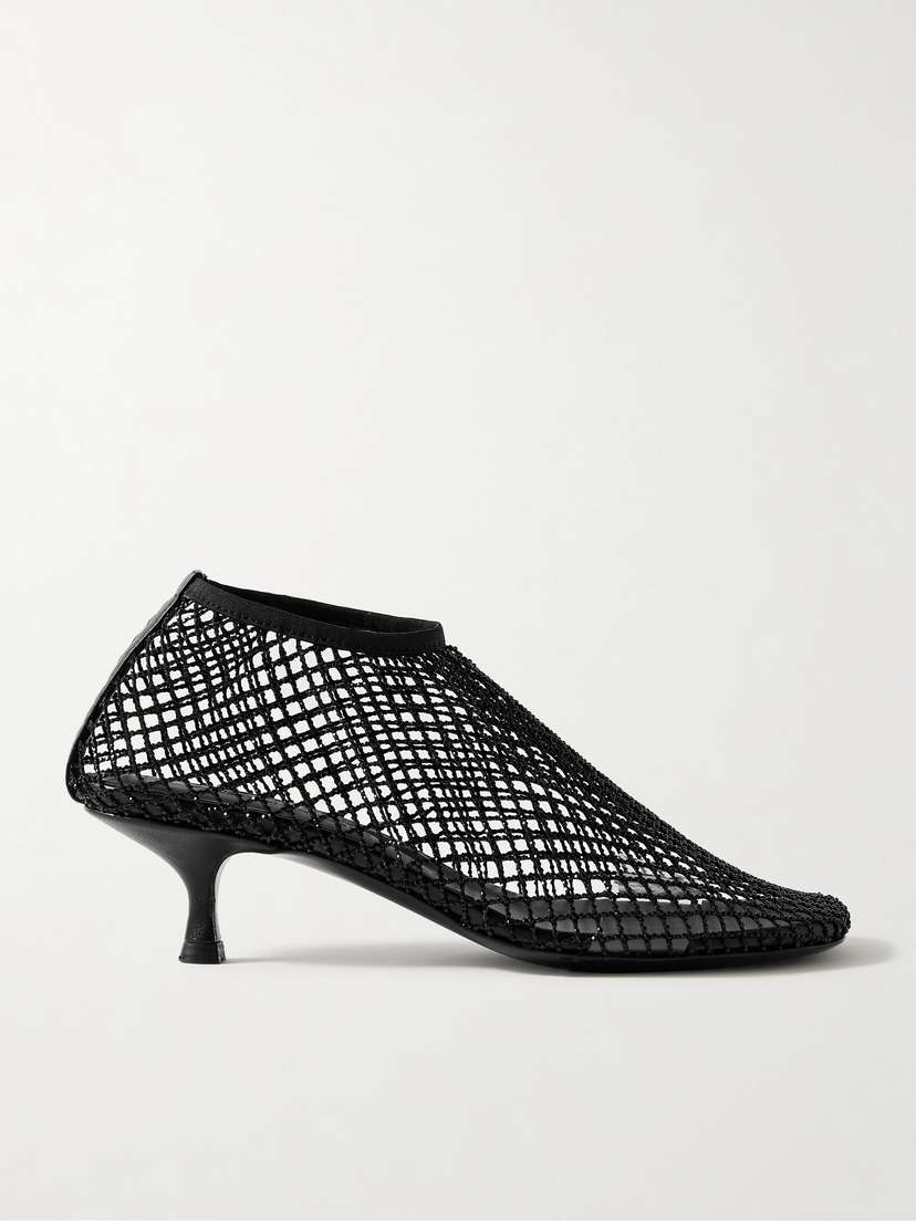 Christopher Esber Minette Leather-trimmed Crystal-embellished Mesh Pumps